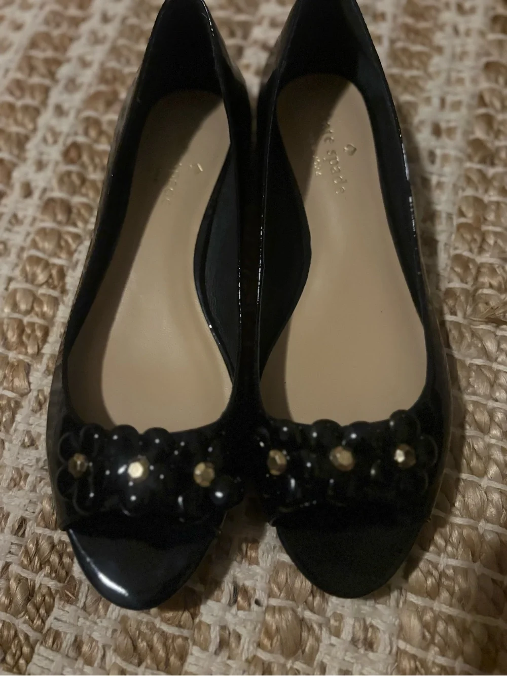 Kate Spade New York patent leather peep-toe flats